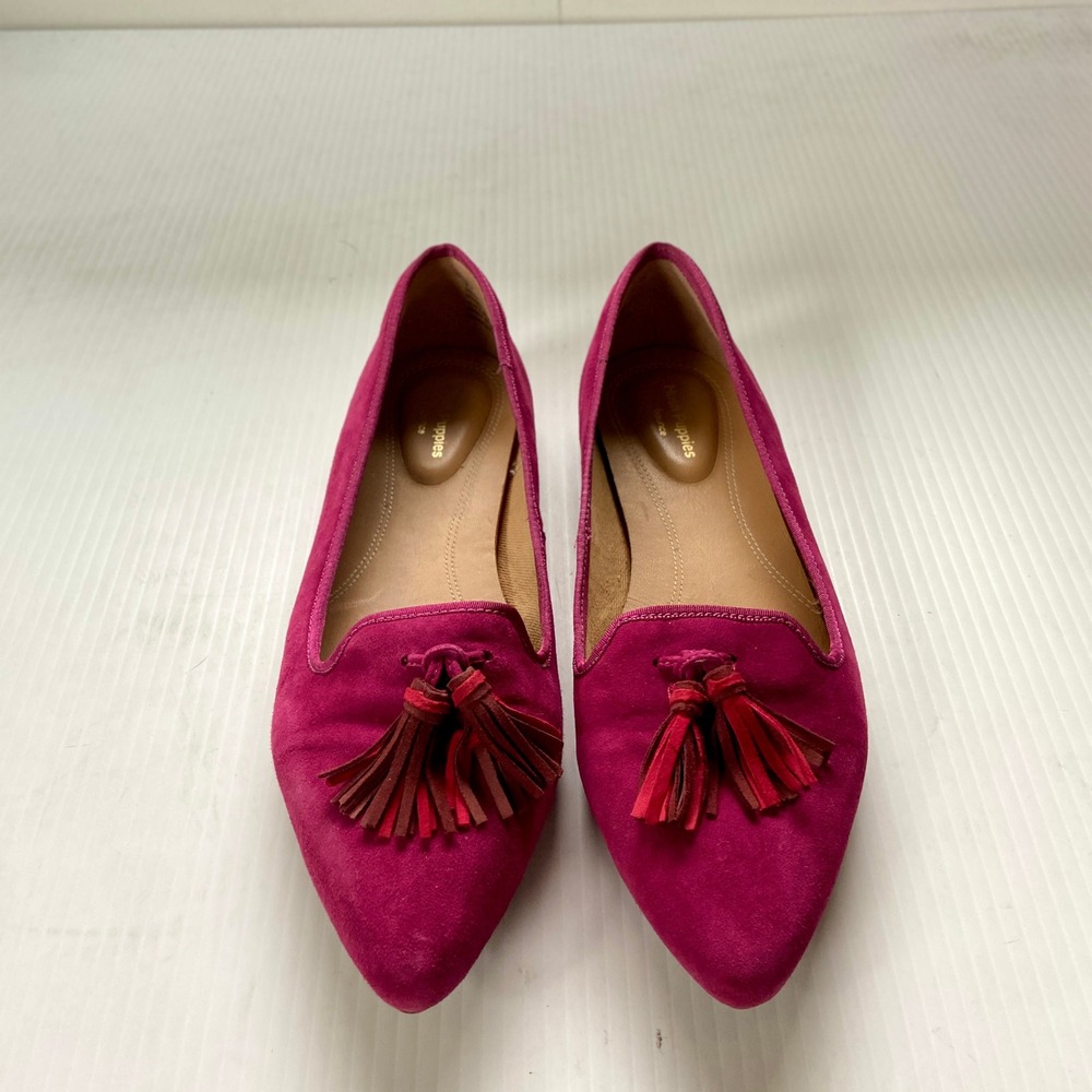 Hush Puppies Sadie Tassel Slip On Pointed Toe Loafers Pink Suede Womens 8.5